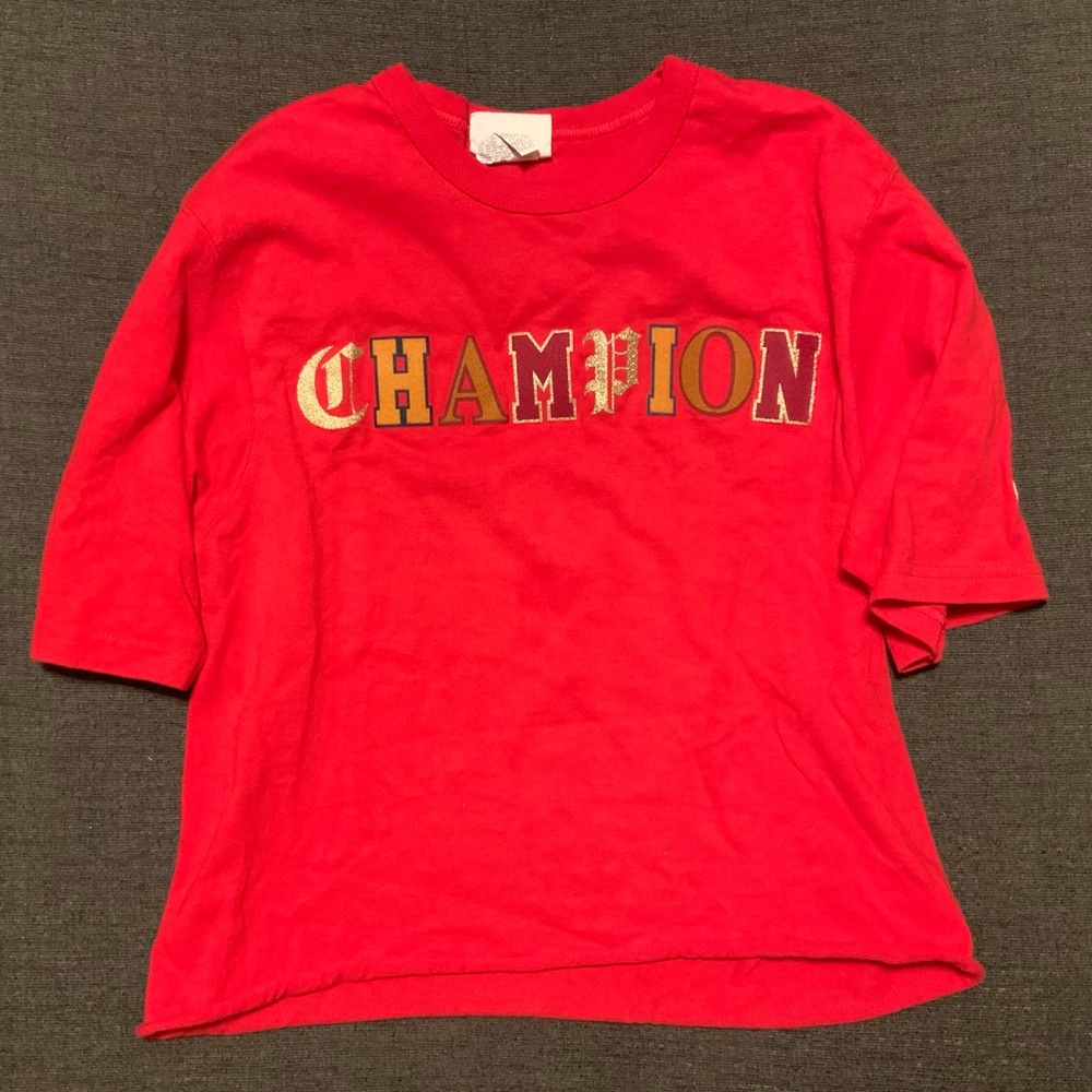 Champion, short sleeve red crop top